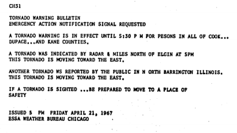 1967 tornado warning