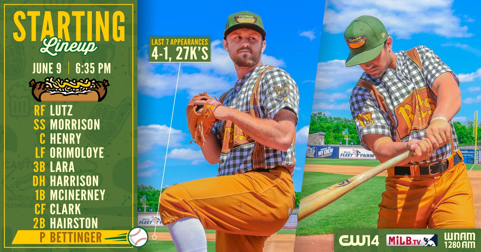 Wisconsin Brats Lineup & Game Notes: June 9, 2018 | by Christopher J Mehring | Rattler Radio